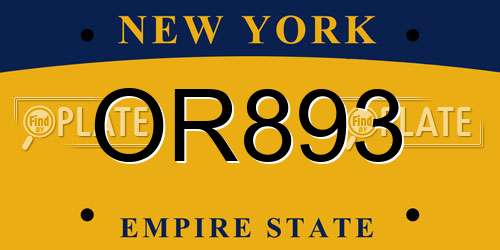 OR893 New York License Plate