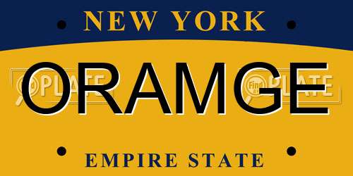 ORAMGE New York License Plate