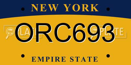 ORC693 New York License Plate