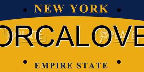 ORCALOVE New York License Plate
