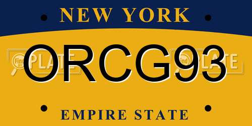 ORCG93 New York License Plate