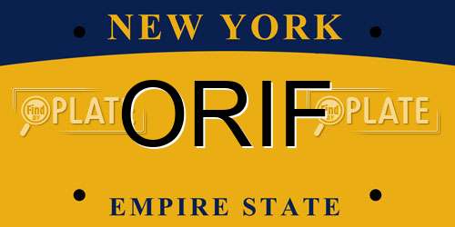 ORIF New York License Plate