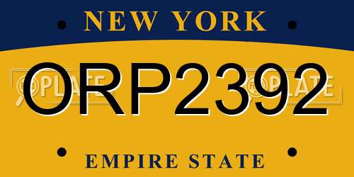 ORP2392 New York License Plate