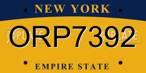 ORP7392 New York License Plate