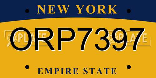 ORP7397 New York License Plate
