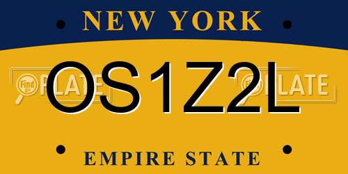OS1Z2L New York License Plate