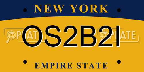 OS2B2I New York License Plate