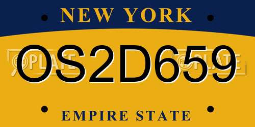OS2D659 New York License Plate