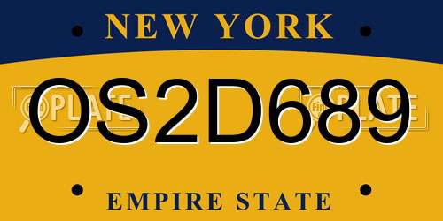 OS2D689 New York License Plate
