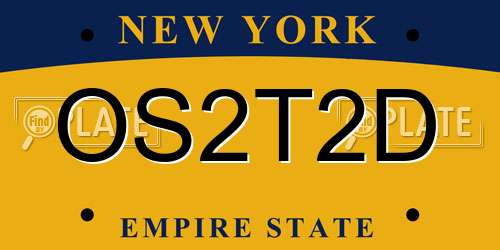 OS2T2D New York License Plate