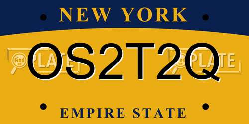 OS2T2Q New York License Plate