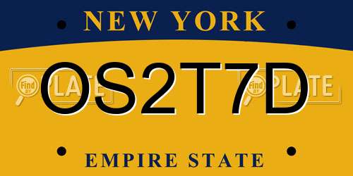 OS2T7D New York License Plate
