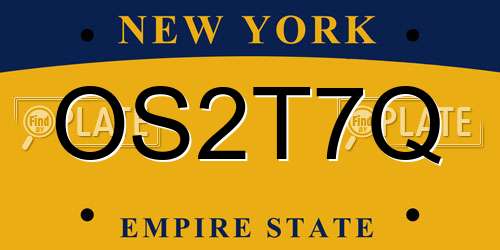 OS2T7Q New York License Plate