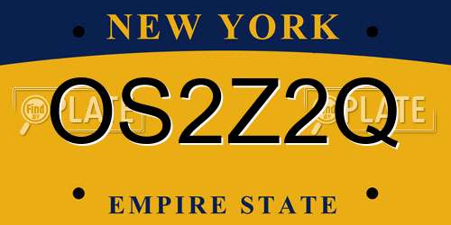 OS2Z2Q New York License Plate