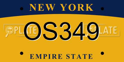 OS349 New York License Plate