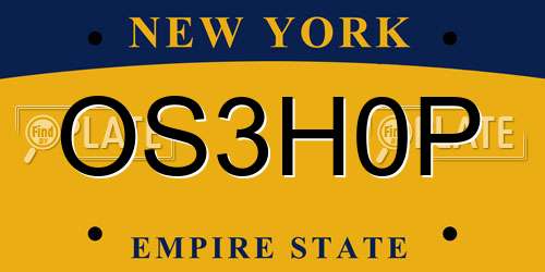 OS3H0P New York License Plate