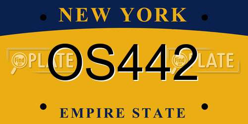 OS442 New York License Plate