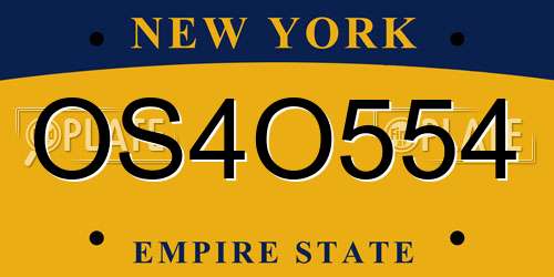 OS4O554 New York License Plate