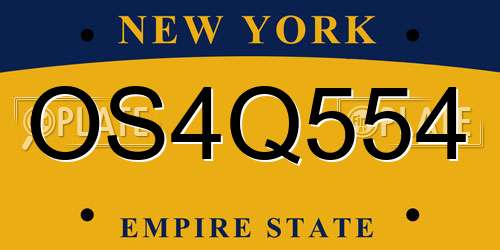 OS4Q554 New York License Plate