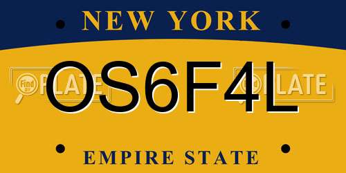 OS6F4L New York License Plate