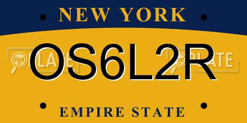 OS6L2R New York License Plate