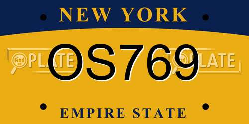 OS769 New York License Plate