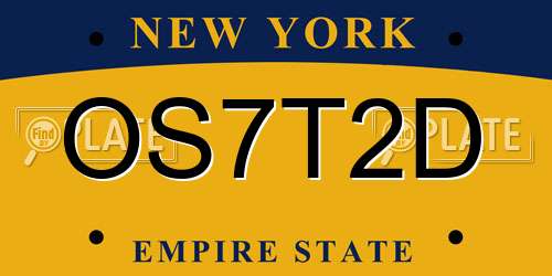 OS7T2D New York License Plate