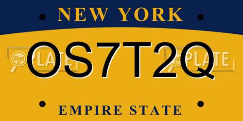 OS7T2Q New York License Plate