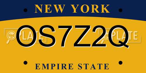 OS7Z2Q New York License Plate
