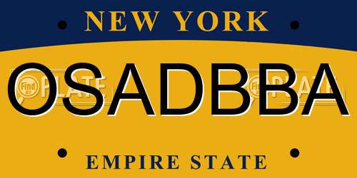 OSADBBA New York License Plate