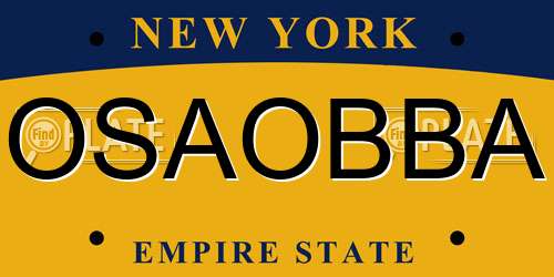 OSAOBBA New York License Plate