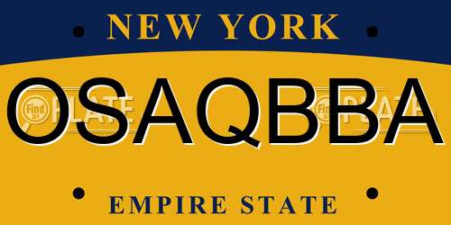 OSAQBBA New York License Plate