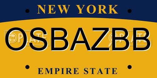 OSBAZBB New York License Plate