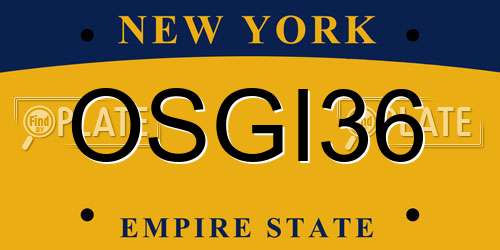 OSGI36 New York License Plate