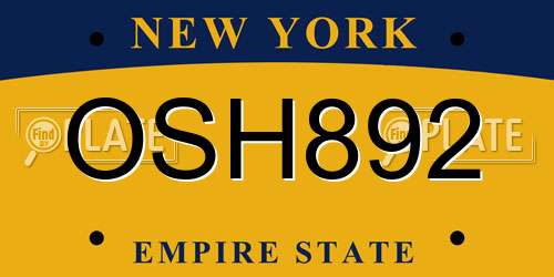 OSH892 New York License Plate