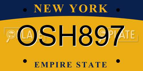 OSH897 New York License Plate