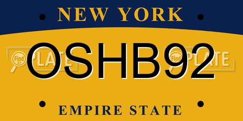 OSHB92 New York License Plate
