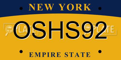 OSHS92 New York License Plate