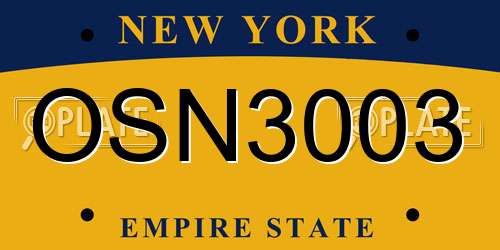 OSN3003 New York License Plate