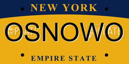 OSNOWO New York License Plate