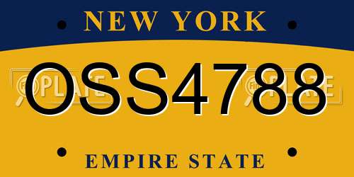 OSS4788 New York License Plate