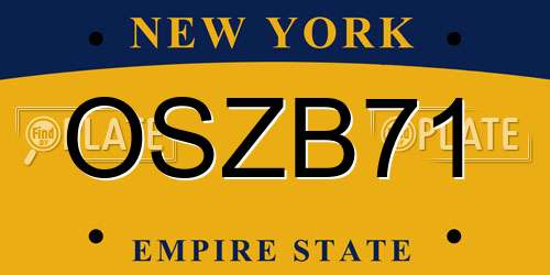 OSZB71 New York License Plate