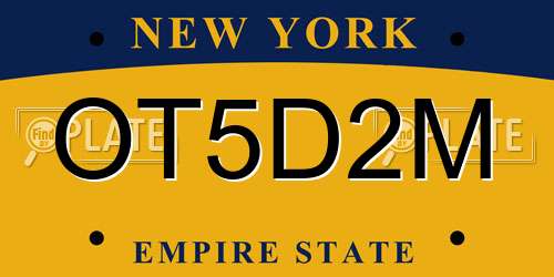 OT5D2M New York License Plate