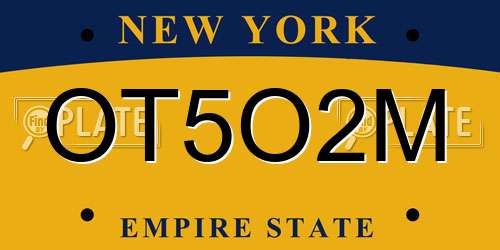 OT5O2M New York License Plate