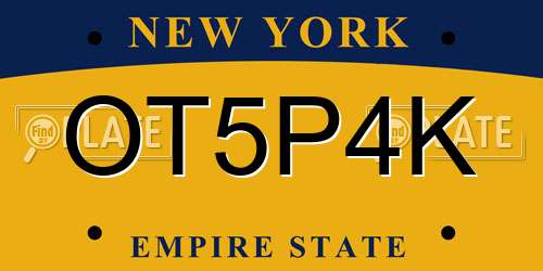 OT5P4K New York License Plate