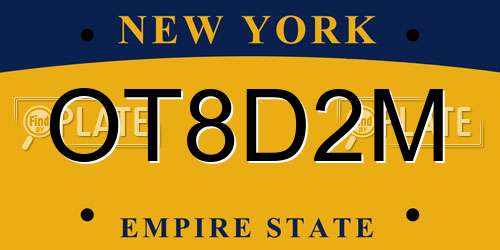 OT8D2M New York License Plate