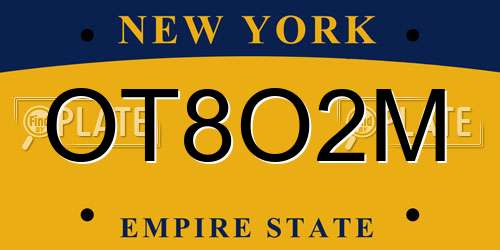 OT8O2M New York License Plate