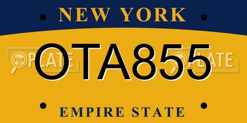 OTA855 New York License Plate