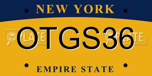 OTGS36 New York License Plate