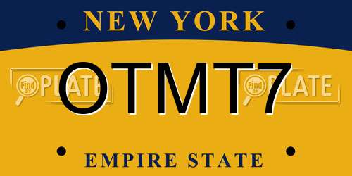 OTMT7 New York License Plate